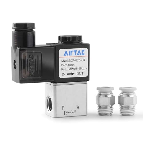 Solenoid Valve Fluid Control AirTAC 2V025-08 1/4" PT DC12V 2/2 Way Normally Closed Air Electric Solenoid