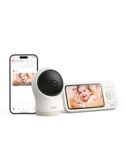 eufy Security Baby Monitor C10, 2K Camera, 4.5" 480p Display, No Wi-Fi | No Subscription Fee, Wi-Fi & No Wi-Fi, 4x Zoom, Pan-Tilt, Night Vision, 12H Battery, Motion/Noise Alerts
