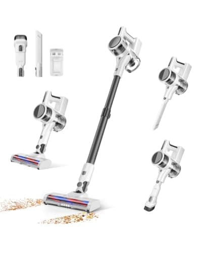 Ljuren Cordless Vacuum Cleaner 4-in-1 Multi-Functional, 80,000 RPM High Power Suction, Dual Suction Levels, Detachable & Washable Accessories, Max 40 Mins Continuous Operation(Deep White)