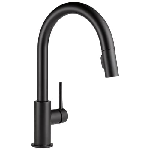 Delta Faucet Trinsic Matte Black Kitchen Faucet Black, Kitchen Faucets with Pull Down Sprayer, Kitchen Sink Faucet, Faucet for Kitchen Sink, Magnetic Docking Spray Head, Matte Black 9159-BL-DST