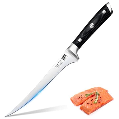 SHAN ZU Fillet Knife 7 inch- Edge Deboning Fish and Meat Boning Knife, Professional Super Sharp Fish Knife Made of German Stainless Steel Boning Knife