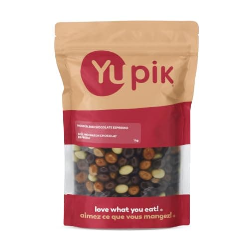 Yupik Triple Chocolate Espresso Coffee Beans, 1 kg, Coffee Beans Covered in Milk Chocolate, White Chocolate & Dark Chocolate, Smooth & Crunchy, Sweet Snacks, Ideal for Topping & Baking