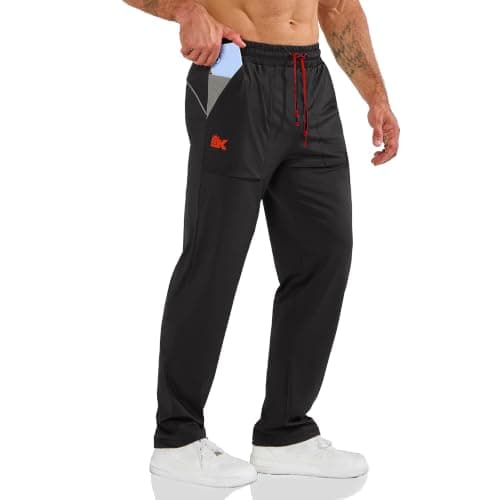 BROKIG Mens Workout Sweatpants Jogging Track Pants Casual Joggers(Black,M)
