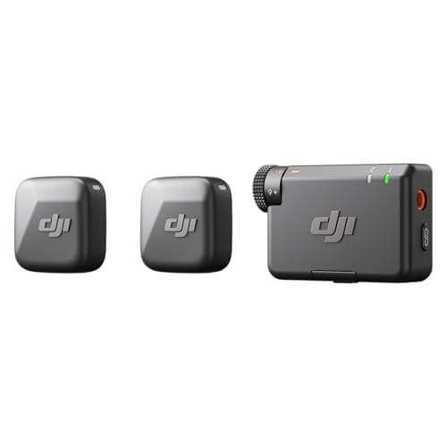 DJI Mic Mini (2 TX + 1 RX), Wireless Mic for Camera/iPhone/Android | Detail-Rich Audio, Wireless Lavalier Microphone, Noise Canceling, Automatic Limiting, 2-Person Vlog, Team Production