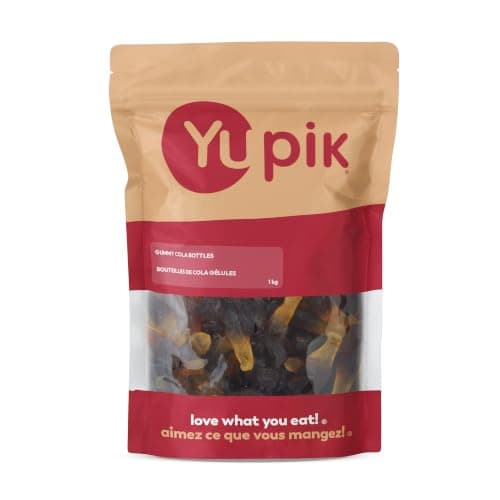 Yupik Gummy Cola Bottles, 1 kg, Gluten-Free, Cola Soda Pop Flavored Gummies, Chewy, Sweet Candy, Delicious Snack, Ideal for Gifting & Holidays
