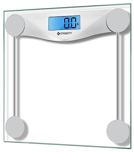 Etekcity Digital Body Weight Bathroom Scale, 6mm Tempered Glass, 400 lbs | Large Blue LCD Backlight Display, High Precision Measurements for Home Bathroom Use