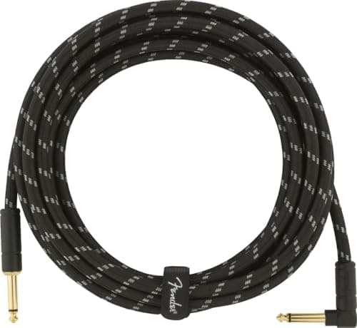Fender Deluxe Series Instrument Cable, Straight/Angle, Black Tweed, 15ft