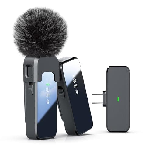 Wireless Lavalier Microphone for iPhone 15 16 & Android with Noise Cancellation, 100ft Transmission, 18H Battery Life, USB Type-C Wireless Lapel Microphone for Video Recording, Vlog, Streaming