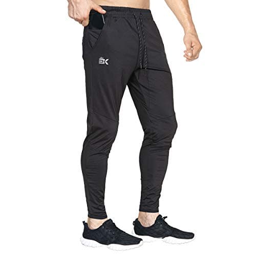 BROKIG Mens Gym Jogger Pants Zip Pocket Workout Swaetpants(Black,S) | Lightweight Track Pants,Quick Dry,Comfortable,Casual,Jogging,Running,Athletic,Trapered,Fitted,Pantalon Sport Homme