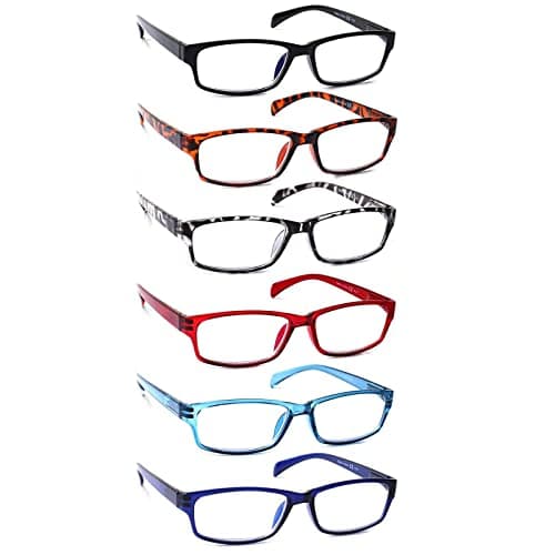 JOSCHOO Computer Reading Glasses for Women and Men 6 Pack Blue Light Blocking Spring Hinge Readers (5 mix-2, 3.00, x)