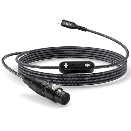 J&D USB C to XLR Microphone Cable, 2 in 1 Audio Cord with Switch Button, Supports Audio Recording and Playback, Compatible with iPhone 15 Series, XLR Female Connector, 2 m (6.6 feet)