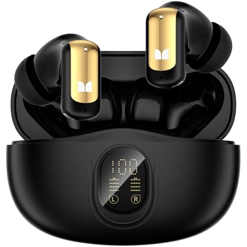 Monster N-Lite 217 Wireless Earbuds, Bluetooth 6.0 Stereo Headphones with Pure Bass Sound, Built-in Smart Noise Cancelling Mic for Clear Calls, Comfortable Fit, 32H Playtime, IPX6 Waterproof, Black