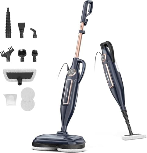 DEVOAC VM6 Scrubbing Steam Mop with Rotating Mop Pads, 10 in 1 Steam Mop, Lightweight Spin Mop & 3 Steam Modes for Hard Floor Laminate Marble Floors (Ink)
