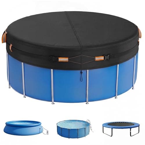 Round Pool Cover, Made of Oxford Fabric, for Round Above-Ground Pools, with Buckles & Drawstring, 10 FT (Ø 305 cm / 120 in)