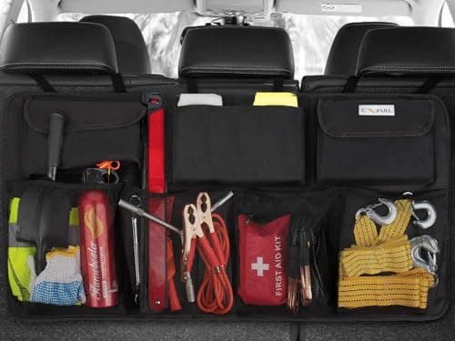 COOFULL Car Trunk Organizer - Car Accessories Interior Super Capacity Vehicle Back Seat Storage Bag, Auto Trunk Tidy Organizers with 7 Enlarged Pockets