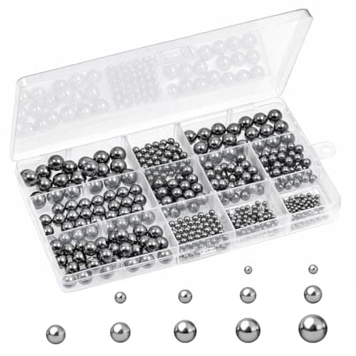 Mardatt 500PCS 11 Sizes SAE Precision Bearing Steel Ball Assortment Kit, 3/32” 1/8” 5/32” 3/16” 7/32” 1/4” 9/32” 5/16” 11/32” 3/8” 13/32” Bicycle Bearing Balls