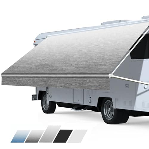 Somokg RV Awning Fabric Replacement, Heavy Duty 18.5oz Vinyl RV Awning Fabric, Universal Outdoor Canopy for Camper, Trailer and Motorhome (Gray Fade, 19FT(Fabric 18'2"))