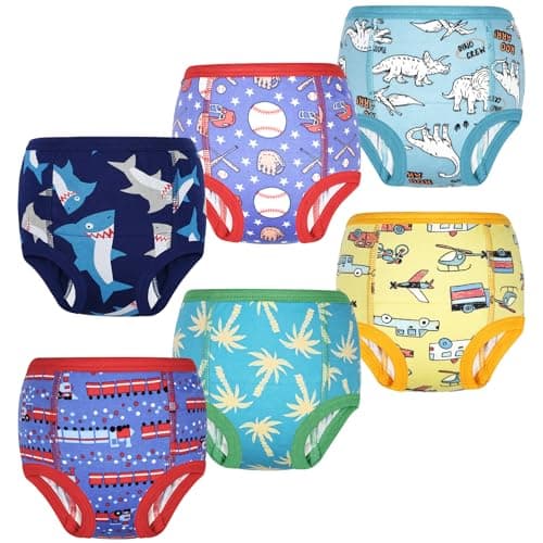 MooMoo Baby 6 Pack Absorbent Potty Training Pants Organic Cotton Dino 5T