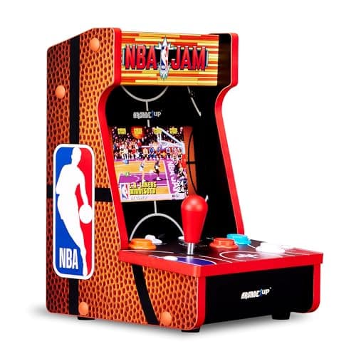 Arcade1Up NBA JAM Countercade Arcade, NBA JAM TE and NBA Hang Time | 7-Inch LCD Screen, Light-Up Marquee and Real-Feel Arcade Controls