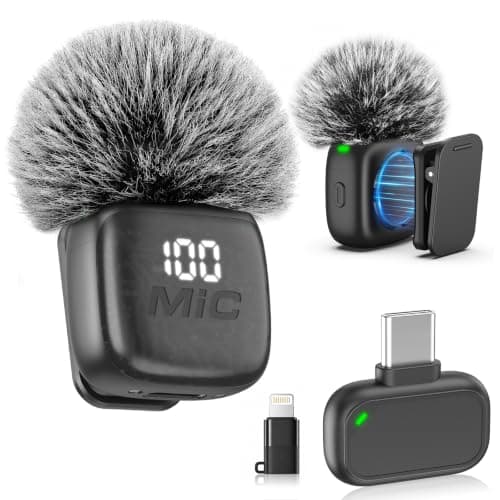 Wireless Lavalier Microphone with Magnetic Clip for iPhone Android