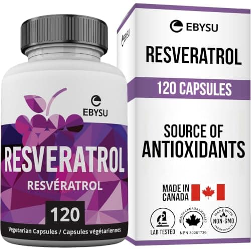 EBYSU Resveratrol (120 Vegan Capsules) – Antioxidant Supplement Canada