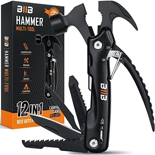 BIIB Gifts for Men, 12 in 1 Hammer Multitool, Stocking Stuffers for Men Dad
