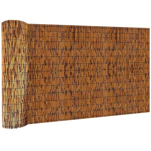 KOIUEYW Bamboo Reed Fencing, Light Russet Decorative Bamboo Privacy Fence 5ft High, Reed Curtains for Patio Garden Balcony Outdoor Privacy Screen, 5 x 16 FT
