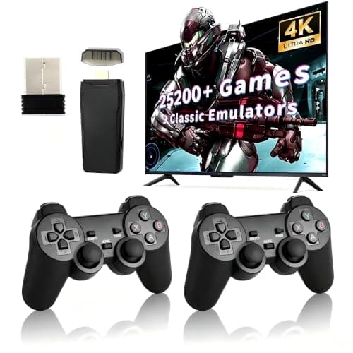 Retro Game Console, Wireless Retro Game Console, 25200+ Games Built-in, Plug and Play Video Games, 4K HDMI Output, 9 Emulators, Dual 2.4GHz Wireless Game, Black