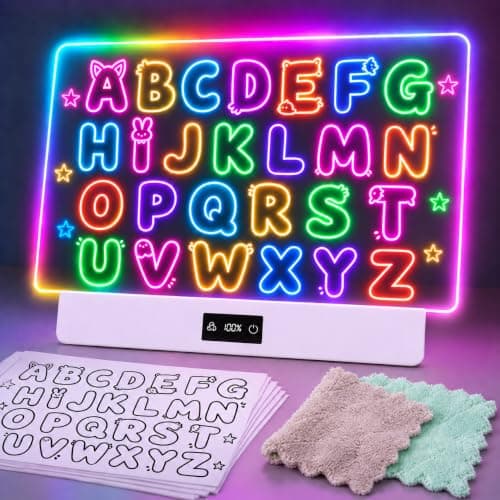 TAEMVV Led Drawing Board Kids Birthday Gift for Girls,Yellow/White | 16 Inch 15H Battery & Stand, 8 Colors 3 Dynamic Modes, Light Up Writing Tablet Gifts for 3 4 5 6 8-12 Year Old Girls