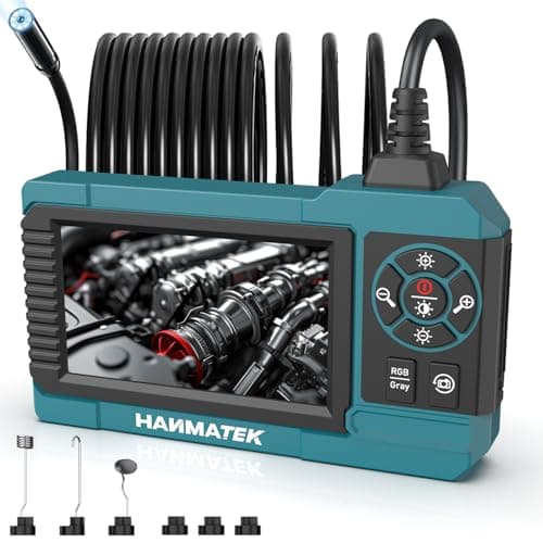 HANMATEK IE01 Industrial Endoscope, 1080P Digital Borescope Inspection Camera with 8mm IP67 Waterproof Camera, 4.3-Inch TFT Screen, 7 LED Lights,16.5FT Semi-Rigid Cable, USB-C Charging