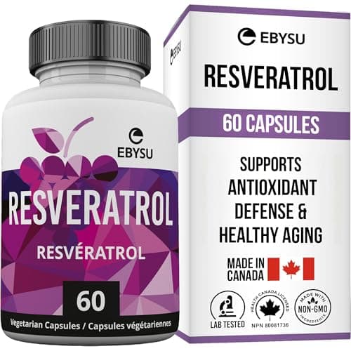EBYSU Resveratrol (60 Vegan Capsules) – Antioxidant Supplement Canada