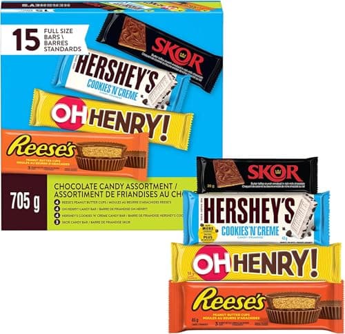 HERSHEY'S Full-Size Chocolate Bars Variety Pack, 15 Bars, 705 g