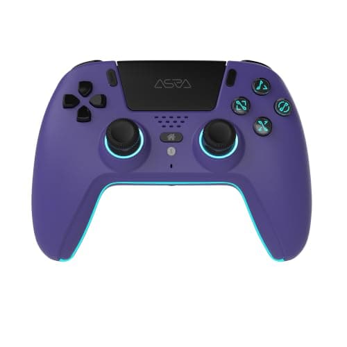 ASRVA Purple Wireless Pro Controller for P5, Hall Effect Joystick No Drift, 2 Back Paddles, Macro, Gyro, 1000mAh, RGB, Compatible with P5/Pro/Slim/PC/iOS/Android