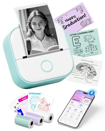 Memoking Mini Sticker Printer, T02 Portable Thermal Printer, Photo Printer | Bluetooth Sticker Maker for Kids, Inkless Label Maker, Print Pods Printer Trays, Smart AI APP, for Study Note, DIY, Gifts