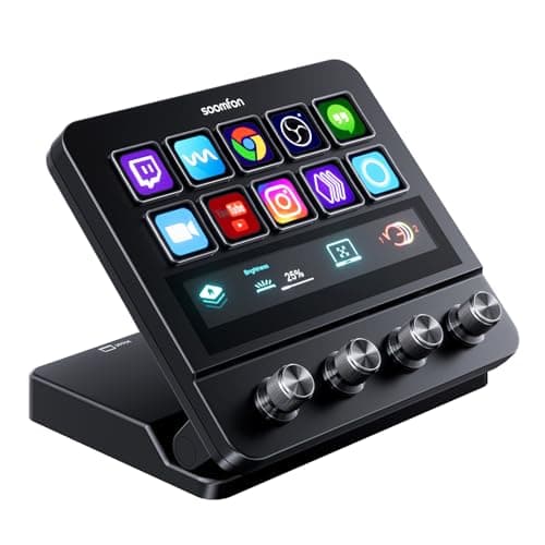 SOOMFON Stream Controller Studio Deck: 10 Macro Keys, 4 Dials, Touch Strip