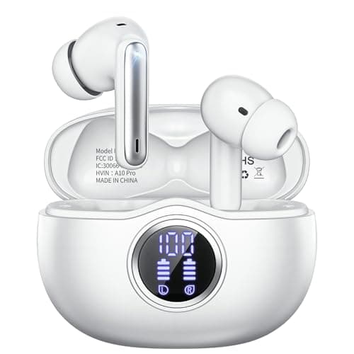 Wireless Earbuds, Bluetooth 5.3 Headphones HiFi Stereo 50H Playback LED Digital Display Ear Buds with ENC Noise Canceling Headset, IPX7 Waterproof Earphones for Gym/Running/Work