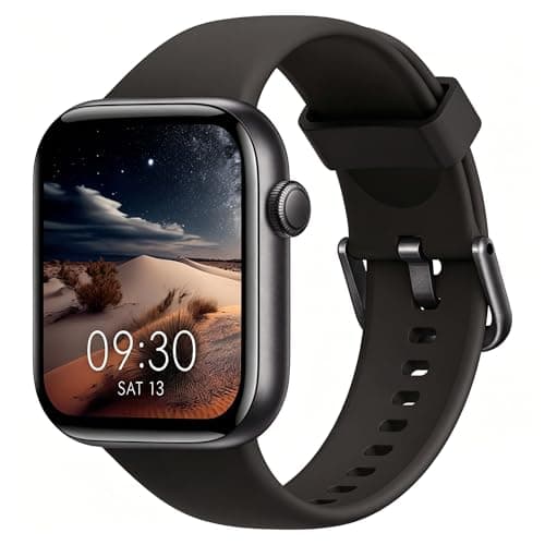 Smart Watch for Men Women, Bluetooth Calling, 1.85" HD Touch Screen Fitness Tracker, 140+ Sports Modes, Heart Rate Sleep Monitor, DIY Dial, IP68 Waterproof, Compatible with Android & iOS(Black)