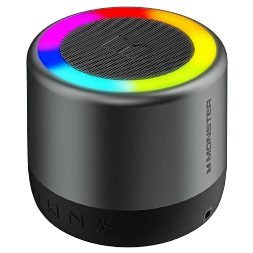Monster S270 Bluetooth Speaker, Mini Portable Speaker with 360° Surround Sound, Bluetooth 6.0, Colorful Lights, TWS Paring, IPX6 Waterproof Wireless Speaker for Hiking, Cycling, and Indoor Activities