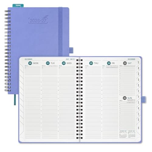BEZEND Planner 2026-2027 Weekly and Monthly, Hourly Timeslot (A5-6"x8.5") | Daily Appointment Book, Academic Agenda with Tabs (Jul 26-Dec 27) School/Office/Student, PU Leather Softcover, Cornflower