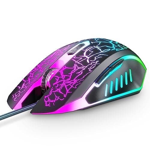 VersionTECH. Gaming Mouse Ergonomic Wired Computer Mouse with 7 Colors LED Backlight, 4 DPI Settings Up to 3600 DPI Compatible for Chromebook Windows 7/8/10/11 XP/Mac/Linux Gamer/Notebook/MacBook