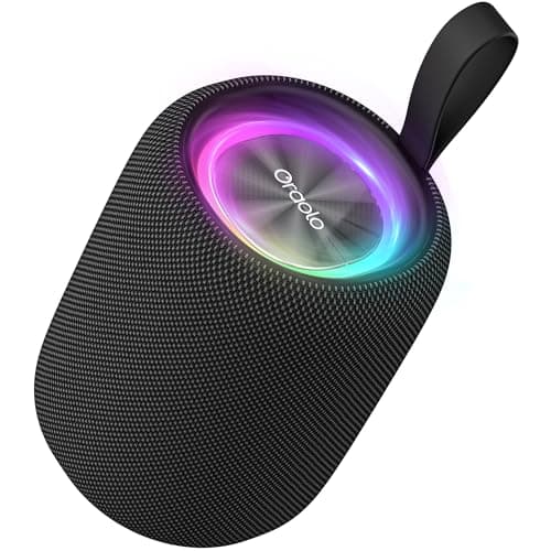 Oraolo Bluetooth Speaker,Portable Wireless Speaker with HiFi Immersive Sound, RGB Dynamic LED Lights, Bluetooth 5.4, IPX6 Waterproof, 8H Playtime, TWS Pairing for Outdoor Party Camping