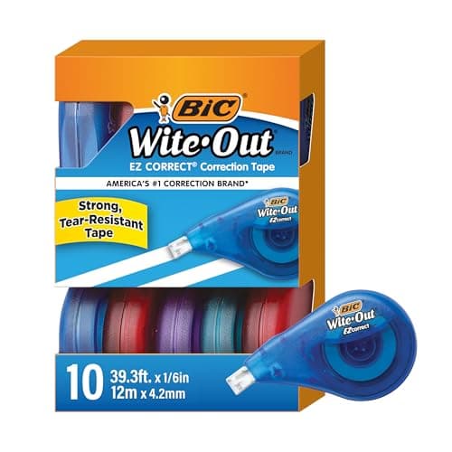 BIC Wite-Out EZ Correct Correction Tape, School Supplies for Students and Teachers, 10-Count Pack in White